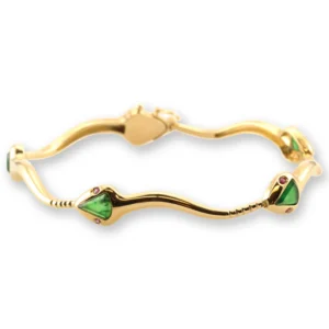 18K Yellow Gold Green Jadeite Jade Snake Bracelet | UPC #344938