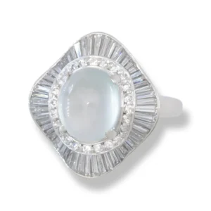 ICE JADEITE JADE AND DIAMOND PLATINUM RING UPC #393141